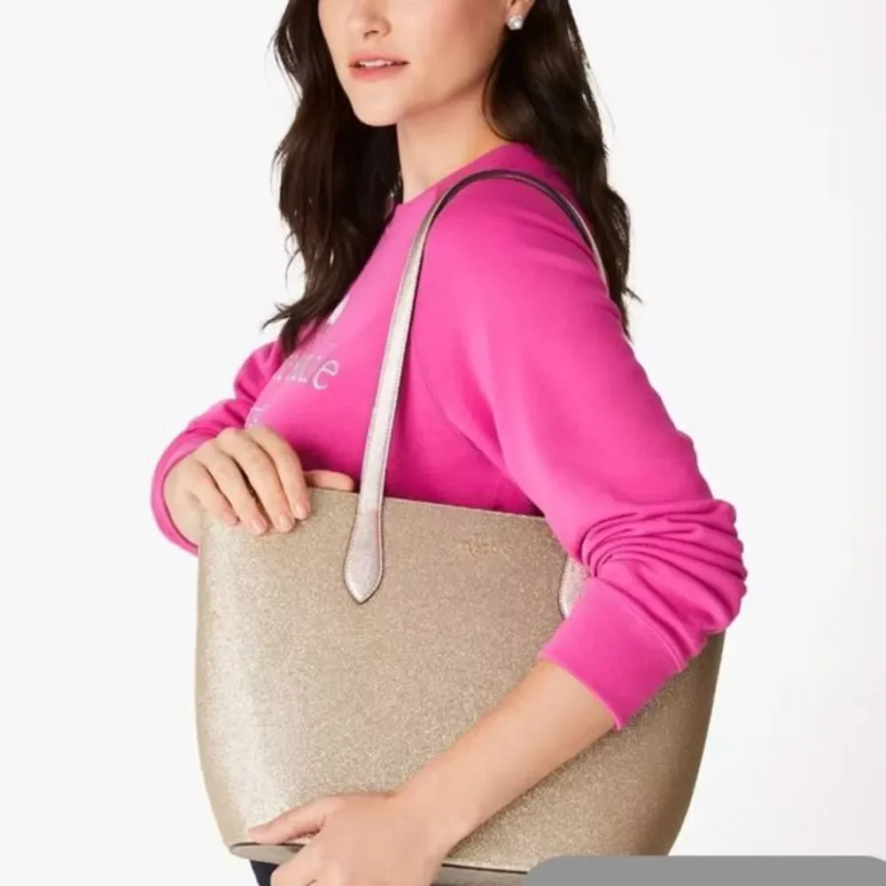 Kate‎ Spade NWT Glimmer Tote Bag Golden Glitter Shimmer